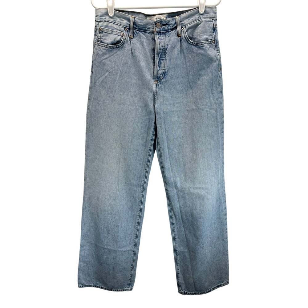 Denim Forum The Maya Mid Rise Wide Leg Jeans Light Wash 29